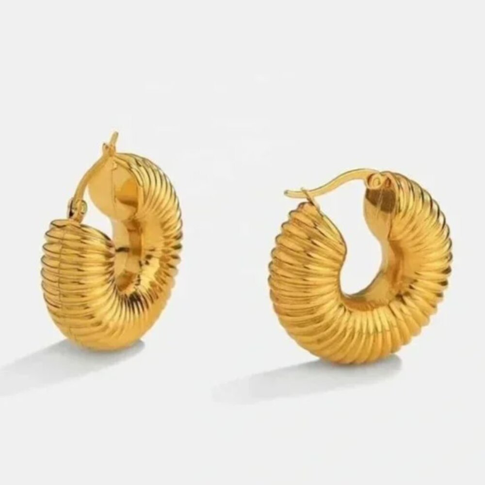 Lightweight cult gaia 14k Gold plated Earrings Elegant Chunky Hoops